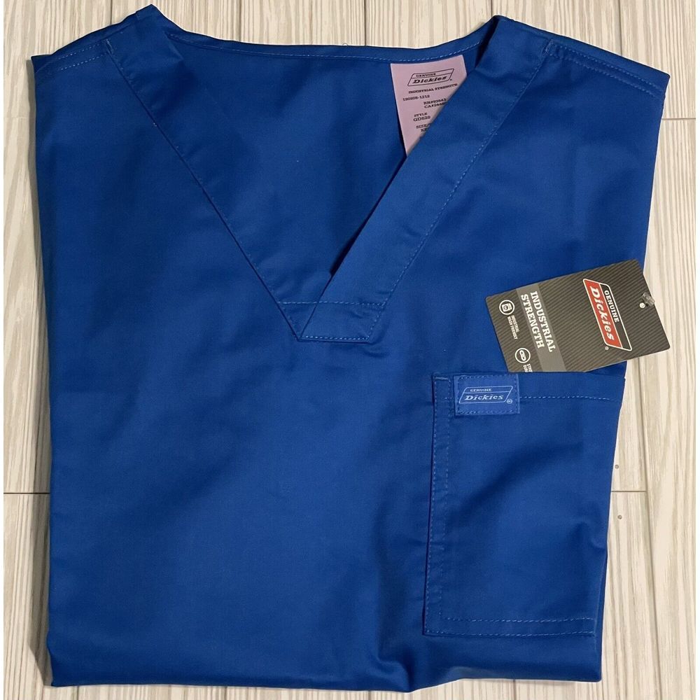 Dickies Industrial Strength Unisex V-Neck Scrub Top - XXS Royal Blue GD620